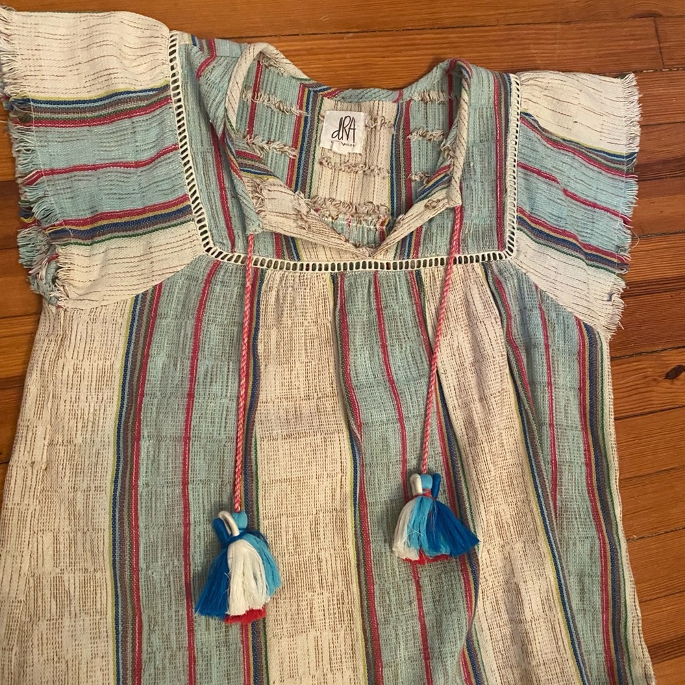 NWOT Anthropologie DRA Los Angeles Getty Striped Tassel Frayed Top, Small